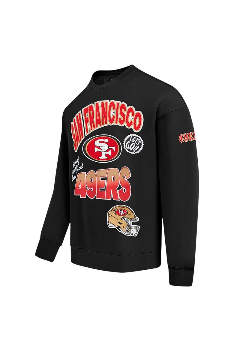 Men's Pro Standard Black San Francisco 49ers Turn It Up Drop Shoulder Pullover Sweatshirt, Alternate, color, Black