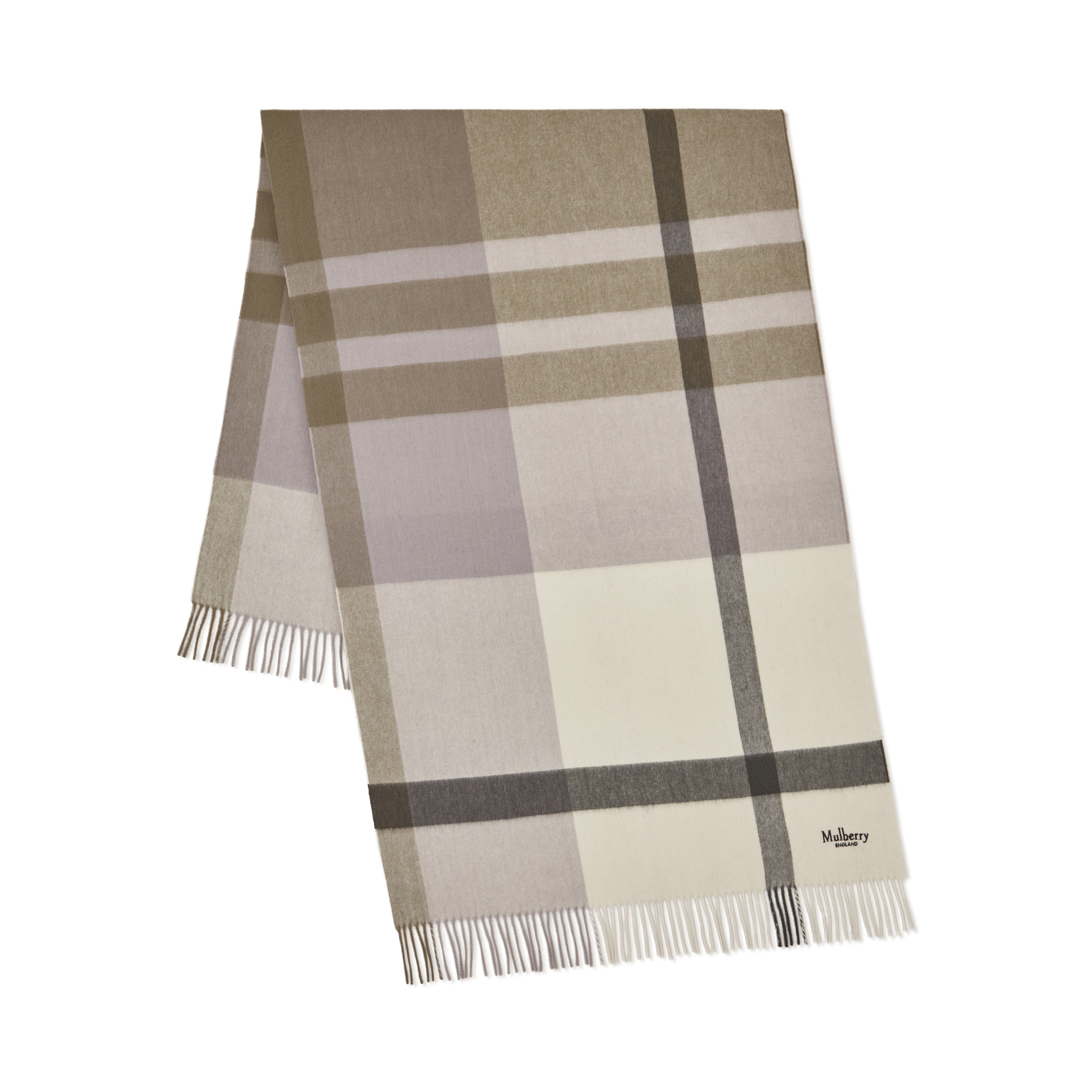 Mulberry Large Check Merino Wool Scarf