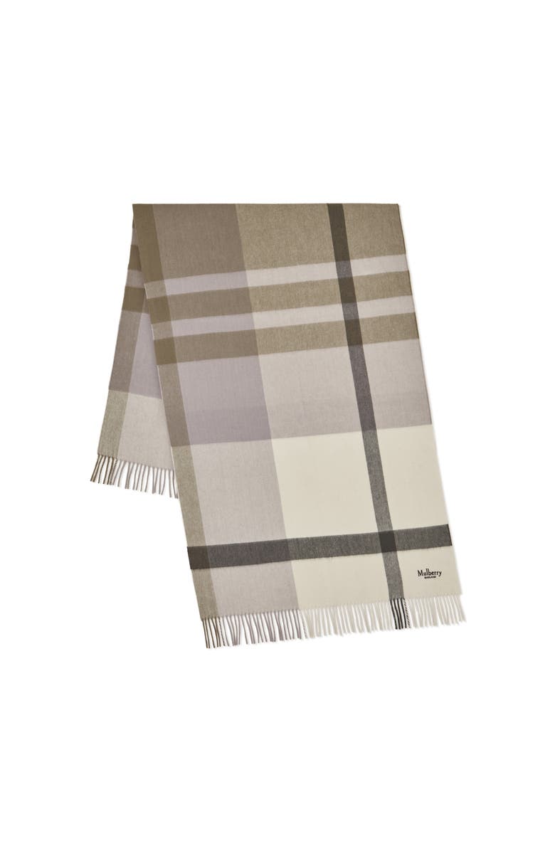Mulberry Large Check Merino Wool Scarf, Main, color, Eggshell-Olive