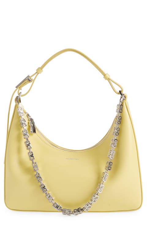 Small Moon Cut Out Leather Hobo Bag