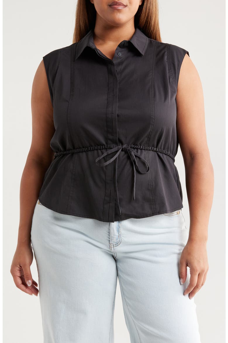 Cap Sleeve Peplum Top, Main, color, BLACK