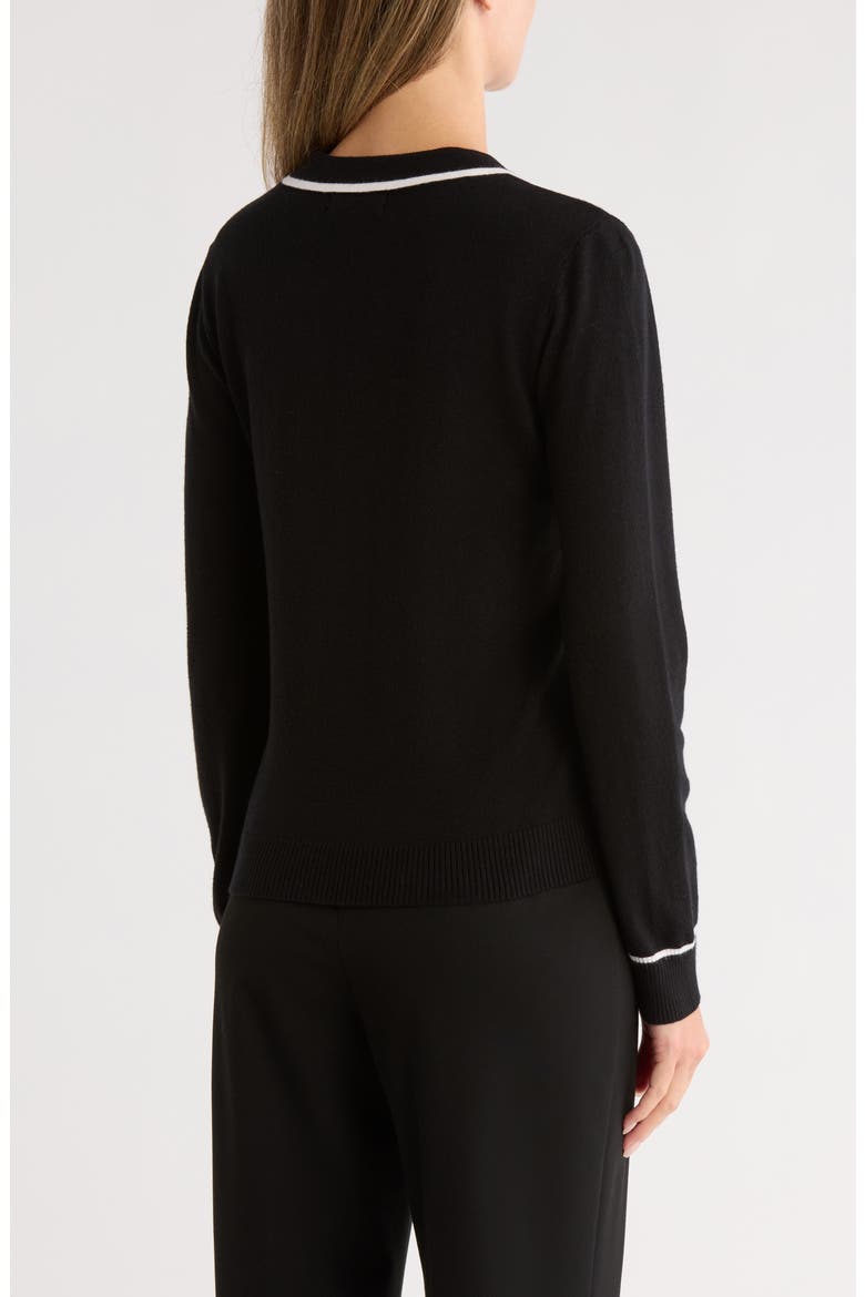 Tipped Johnny Collar Polo Sweater, Alternate, color, BLACK