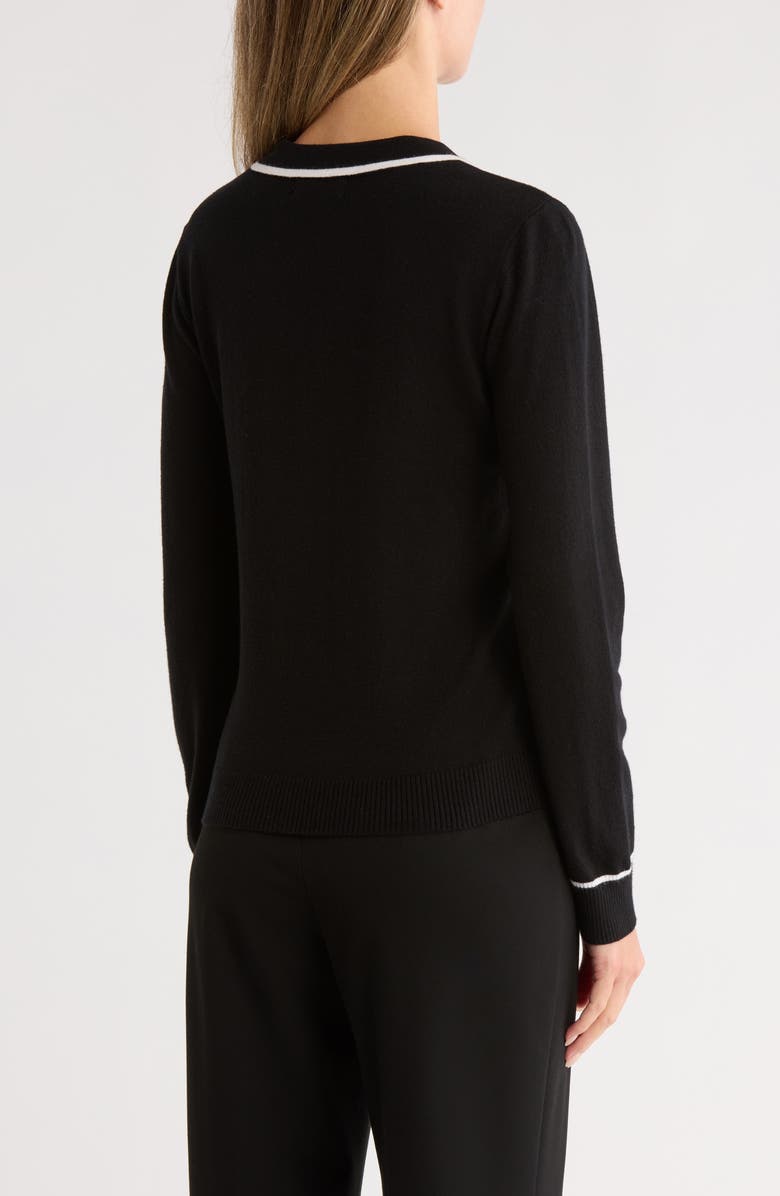 Gemma + Jane Tipped Johnny Collar Polo Sweater, Alternate, color, Black