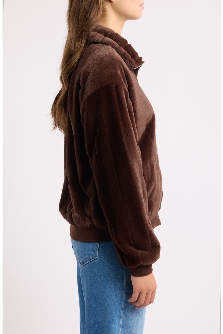Faux Mink Zip Jacket, Alternate, color, CHOCOLATE BROWN