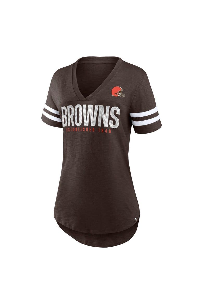 Women's Fanatics Branded Brown Cleveland Browns Speed Tested V-Neck T-Shirt, Alternate, color, Brown