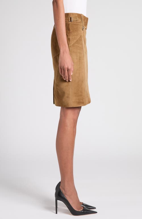 Tom Ford Suede Pencil Skirt In Brown
