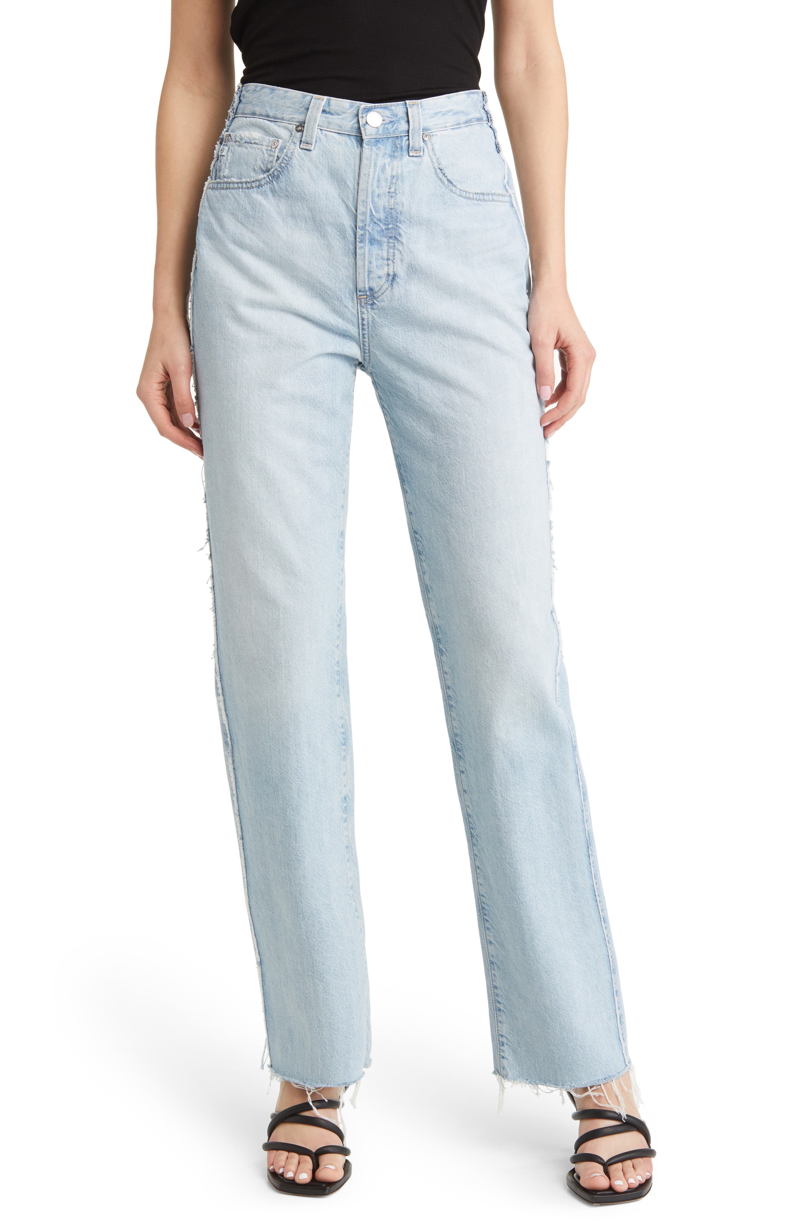 AG Clove Rework High Waist Raw Edge Relaxed Straight Leg Jeans