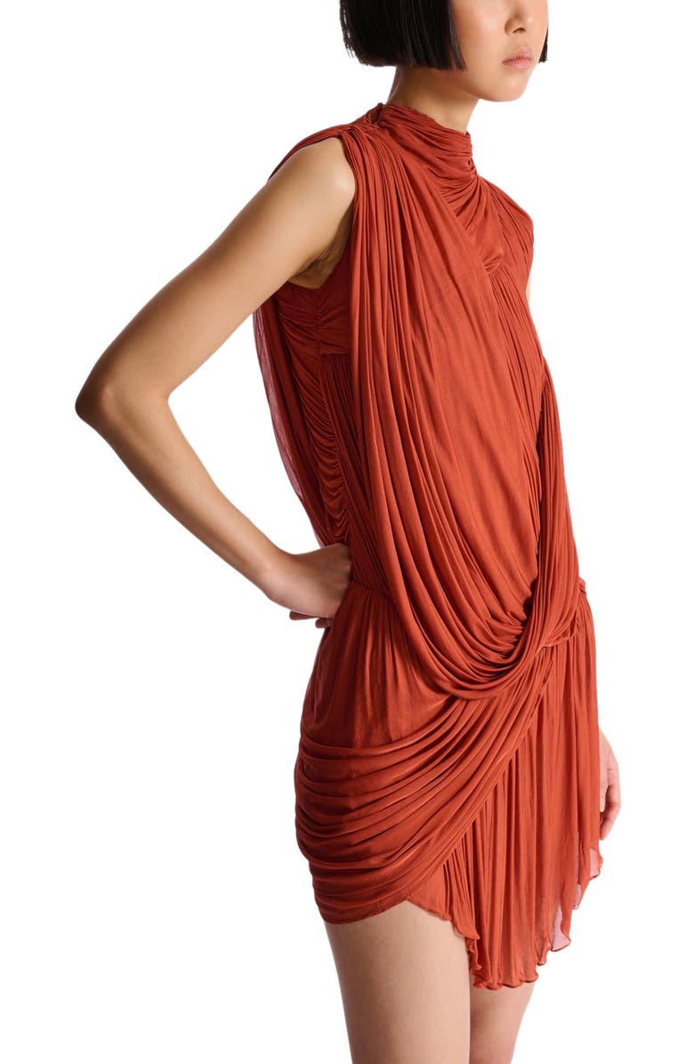 Balmain Draped flowing jersey dress, Alternate, color, Red
