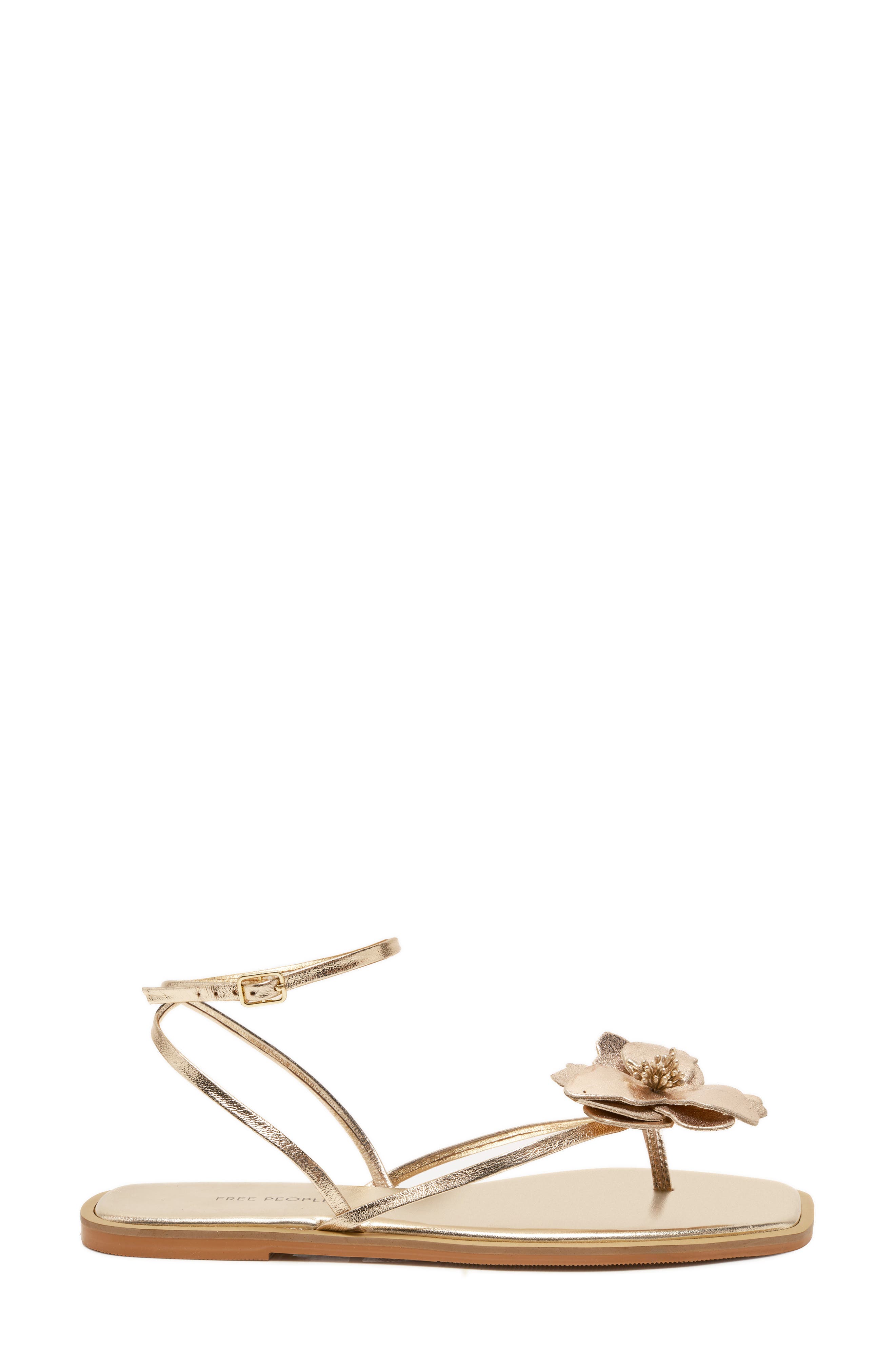 Mismatched Magnolia Appliqué Ankle Strap Sandal, Alternate, color, GOLD