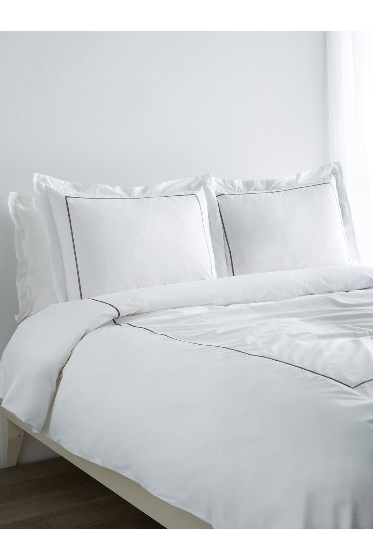 MELANGE HOME Marrow Stripe Cotton Percale Duvet Set