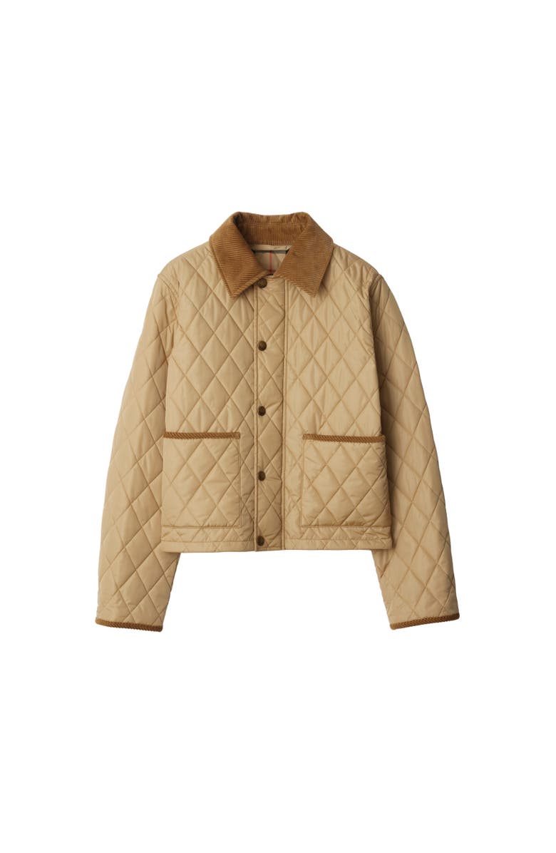Burberry Cropped Quilted Nylon Jacket, Alternate, color, Flax/Sand