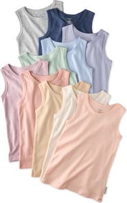 BUTTERBLU Kids' Malone Assorted 10-Pack Organic Muscle Tanks