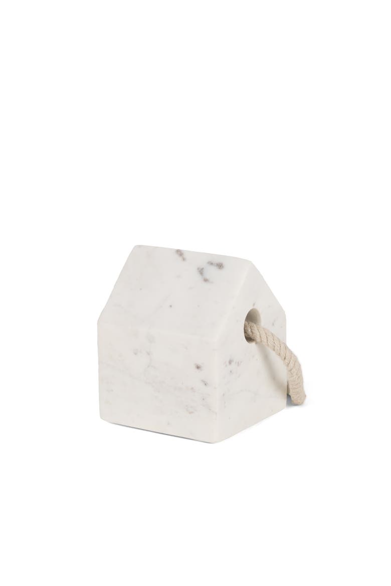 Raena Marble House Door Stopper, Main, color, White