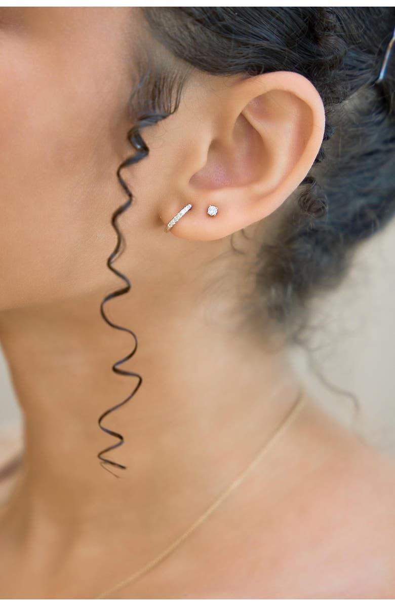 LuvMyJewelry Elina 14K Gold Diamond Huggie Hoop Earrings - 0.12 ct, Alternate, color, 14K Yellow Gold