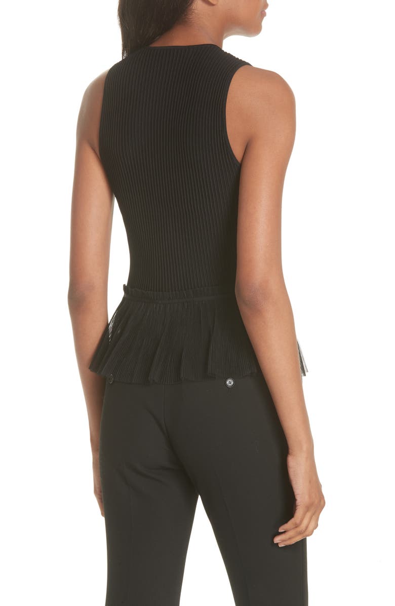 Simkhai Jonathan Simkhai Tulle Hem Ottoman Knit Tank, Alternate, color, Black