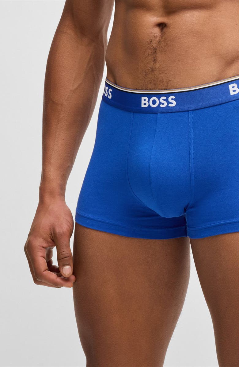 BOSS Assorted 3-Pack Power Stretch Cotton Trunks, Alternate, color, Blue Multi