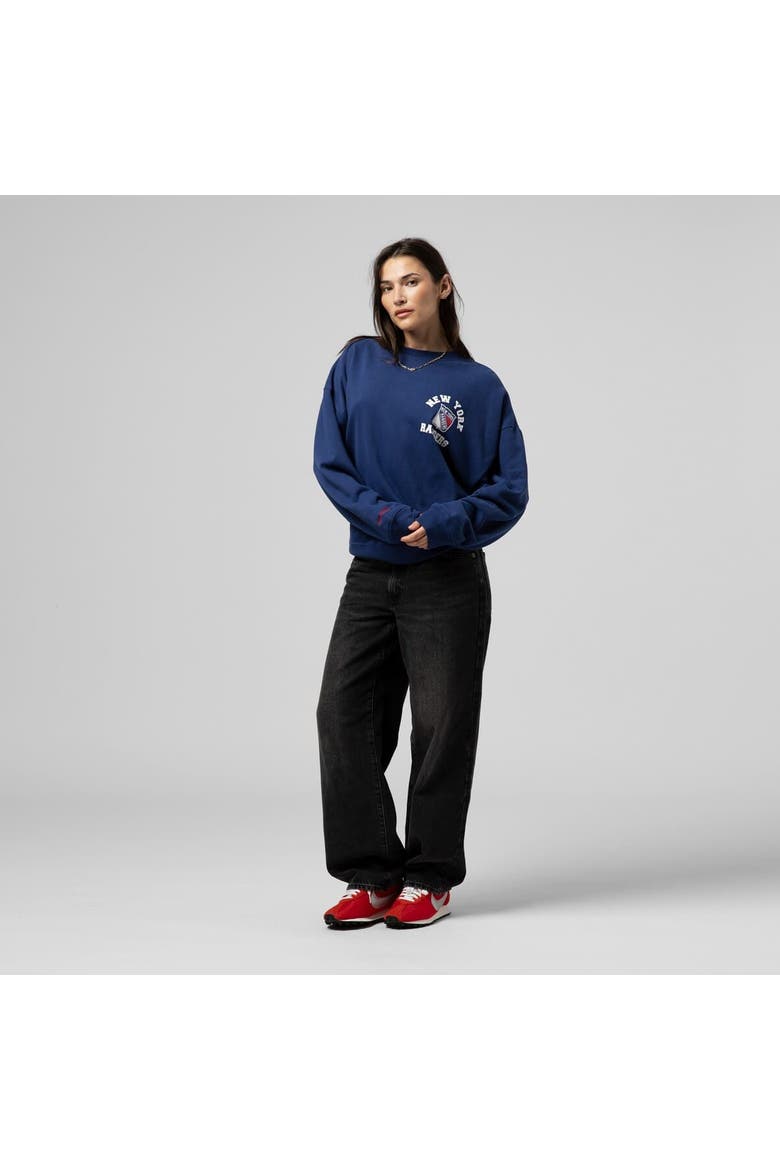 Women's Mitchell & Ness Blue New York Rangers Vintage Crewneck Sweatshirt, Alternate, color, Blue