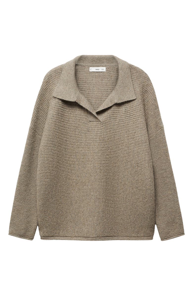 MANGO Oversize Rib Polo Sweater, Alternate, color, 