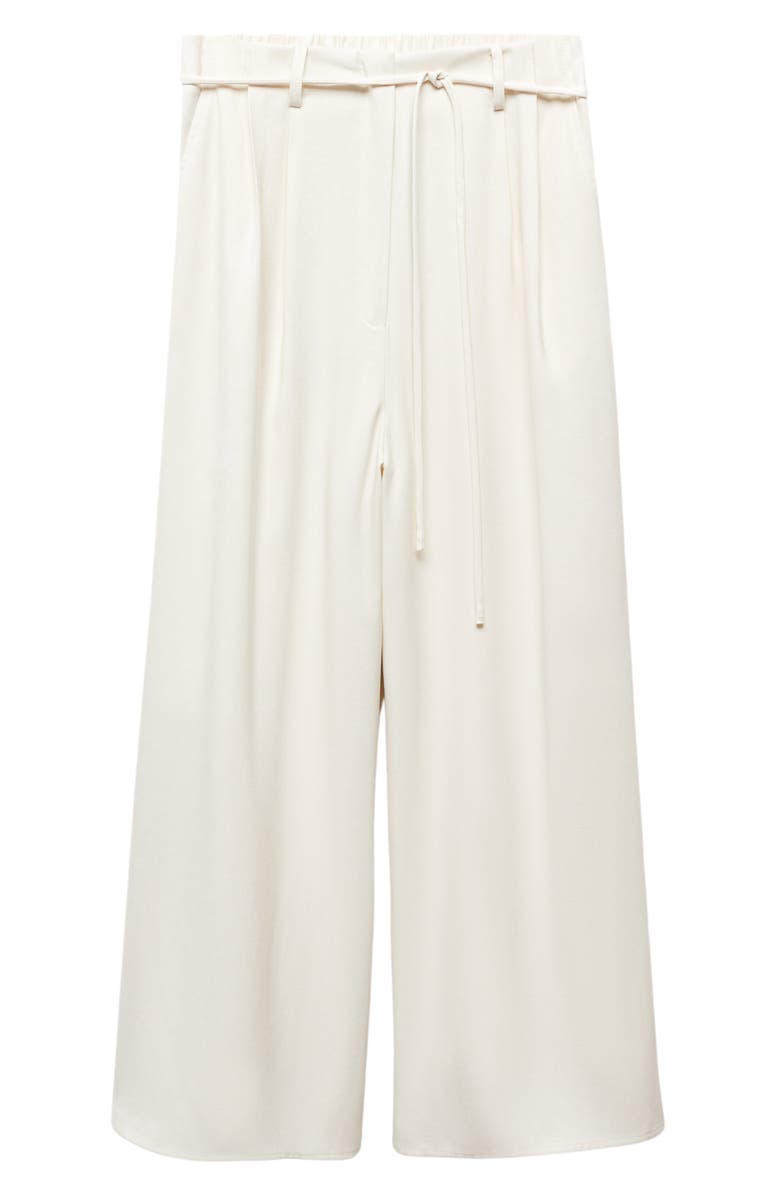 MANGO Tie Belt Wide Leg Pants, Alternate, color, 
