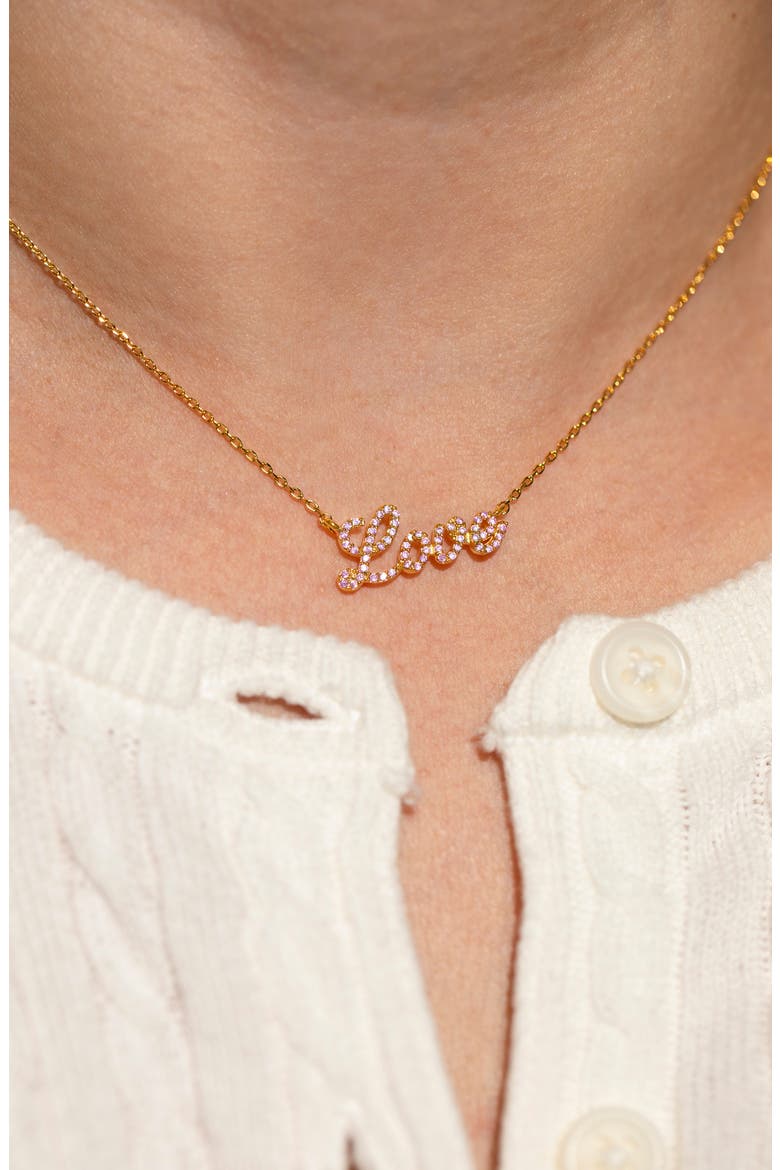 Love Script Pendant Necklace, Alternate, color, GOLD
