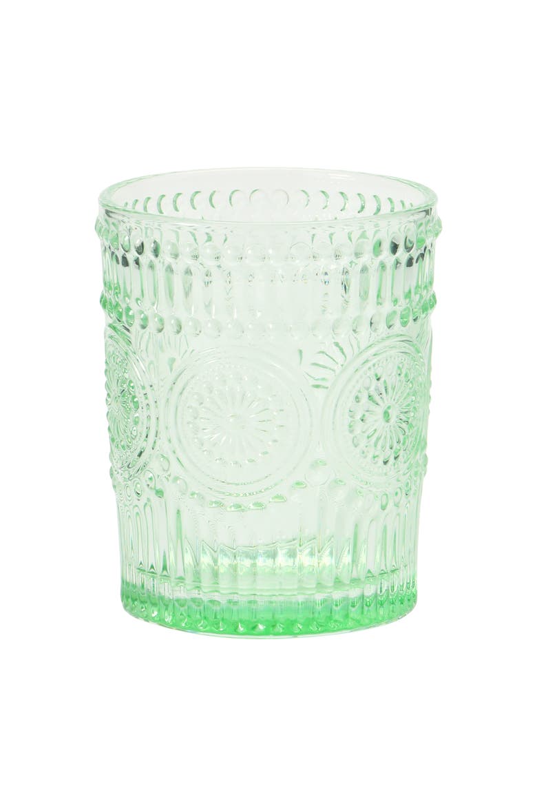 12 oz. Embossed Drinking Glass, 4 Colors, Alternate, color, Green