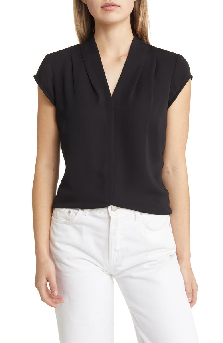 NIC+ZOE Day to Night Cap Sleeve Top, Main, color, Black Onyx