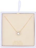 NORDSTROM RACK Faux Pearl Cubic Zirconia Halo Pendant Necklace