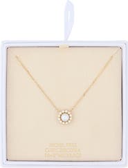 NORDSTROM RACK Faux Pearl Cubic Zirconia Halo Pendant Necklace