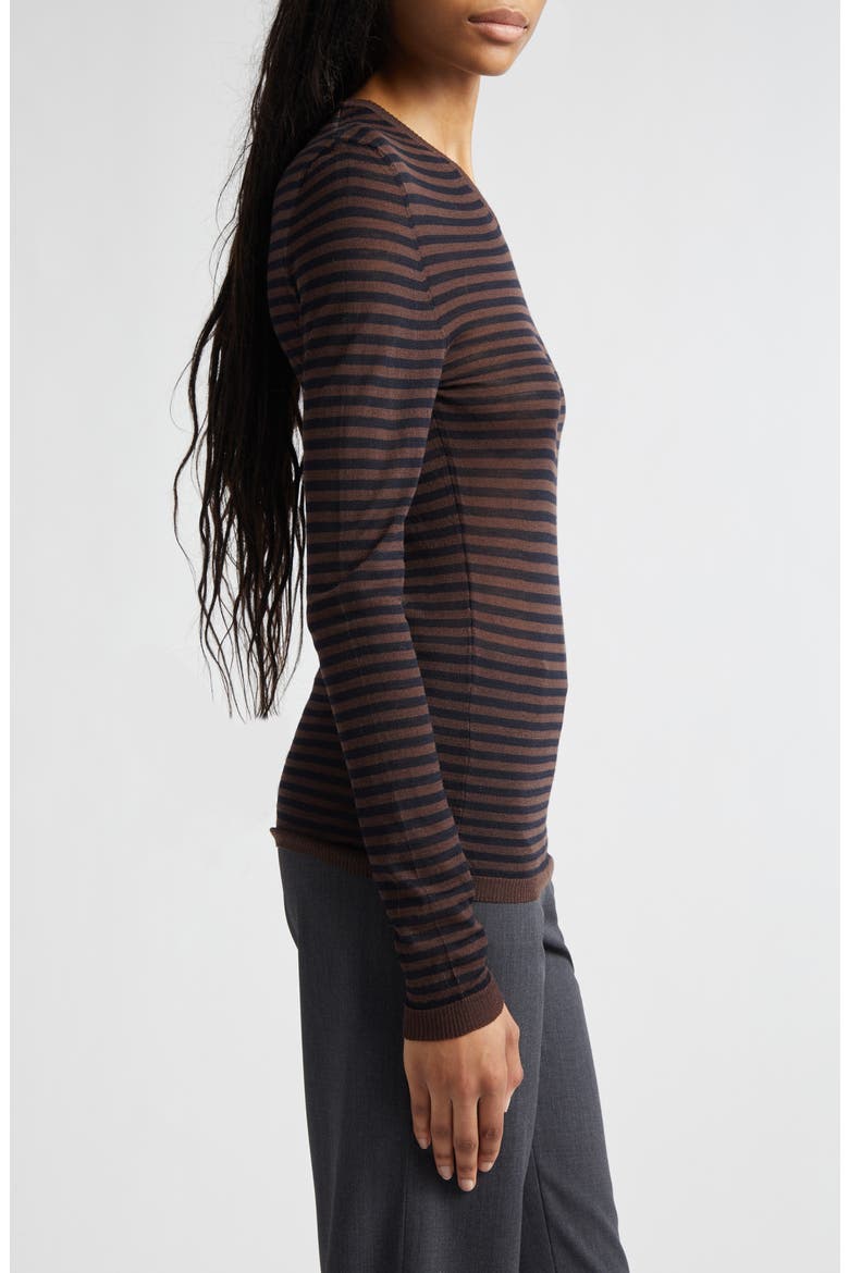 Iglú Stripe Extrafine Merino Wool Blend Sweater, Alternate, color, BROWN