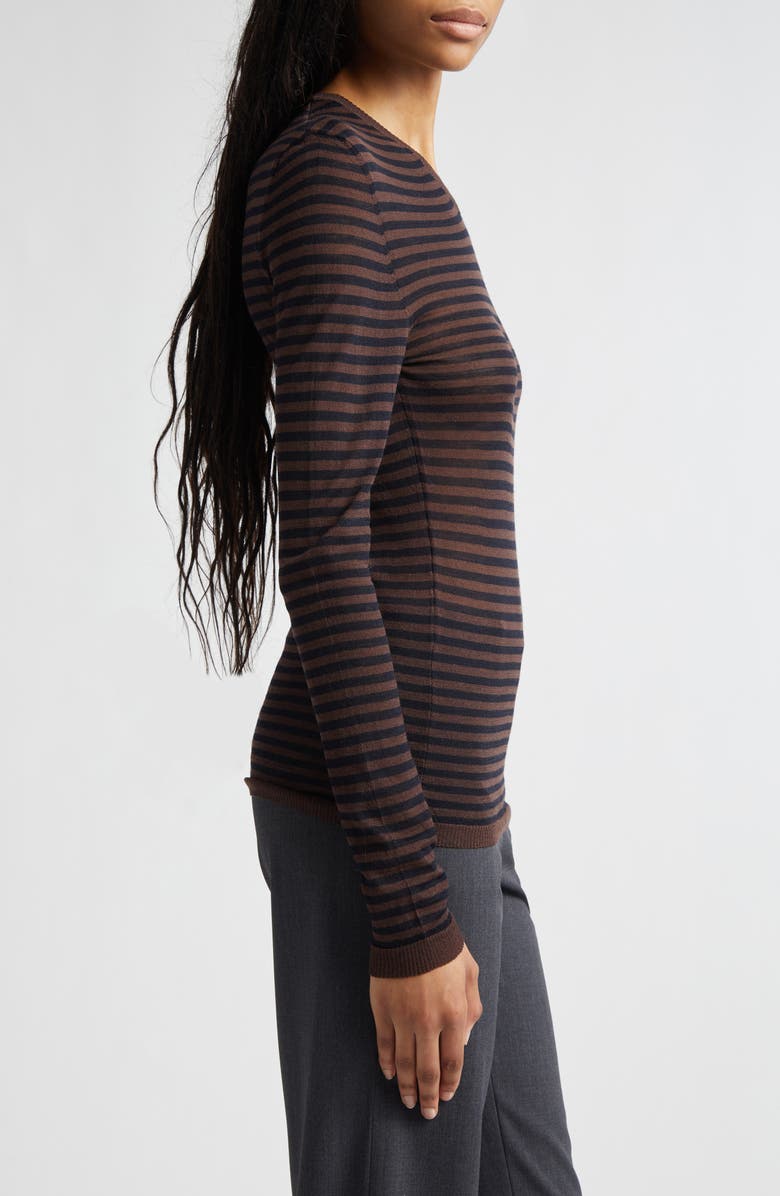 Paloma Wool Iglú Stripe Extrafine Merino Wool Blend Sweater, Alternate, color, Brown