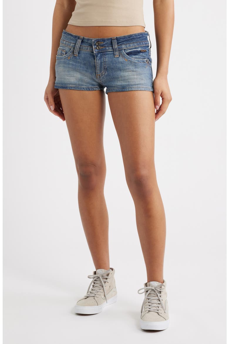 Piper Low Rise Denim Shorts, Main, color, LIGHT VINTAGE