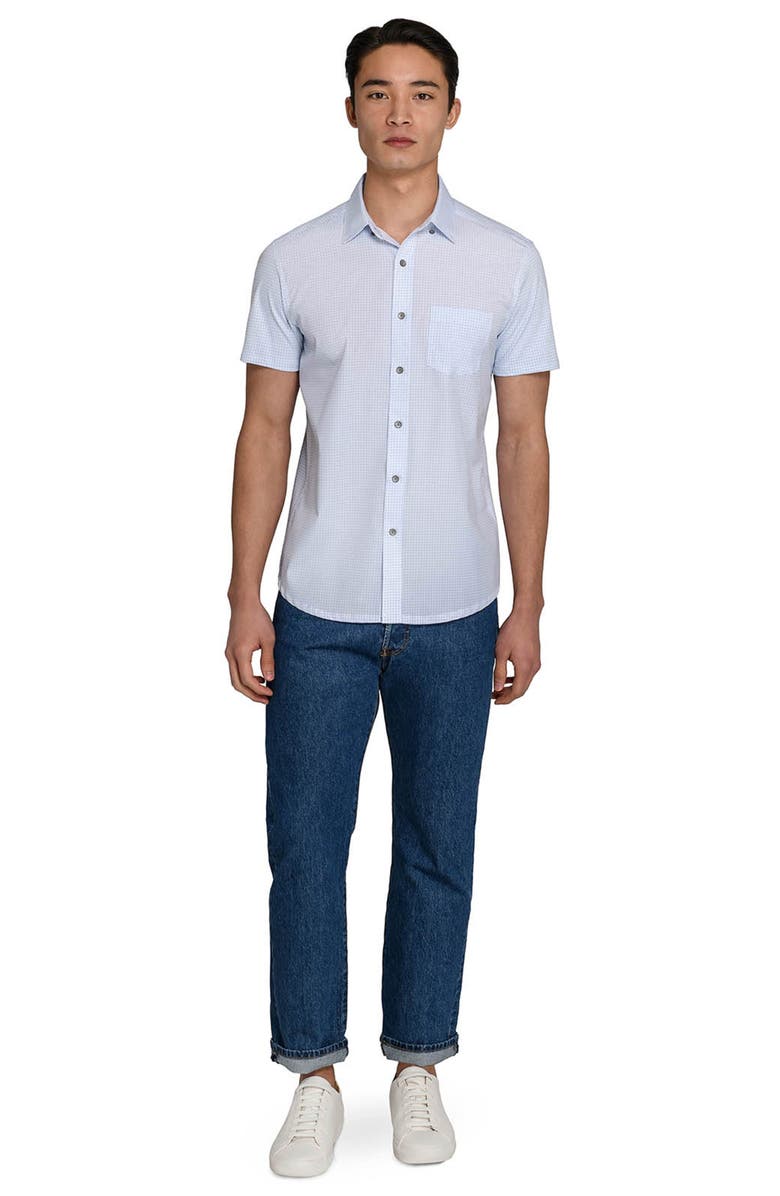 W.R.K Circle Geo Reworked Short Sleeve Button-Down Shirt, Alternate, color, Navy/ Blue