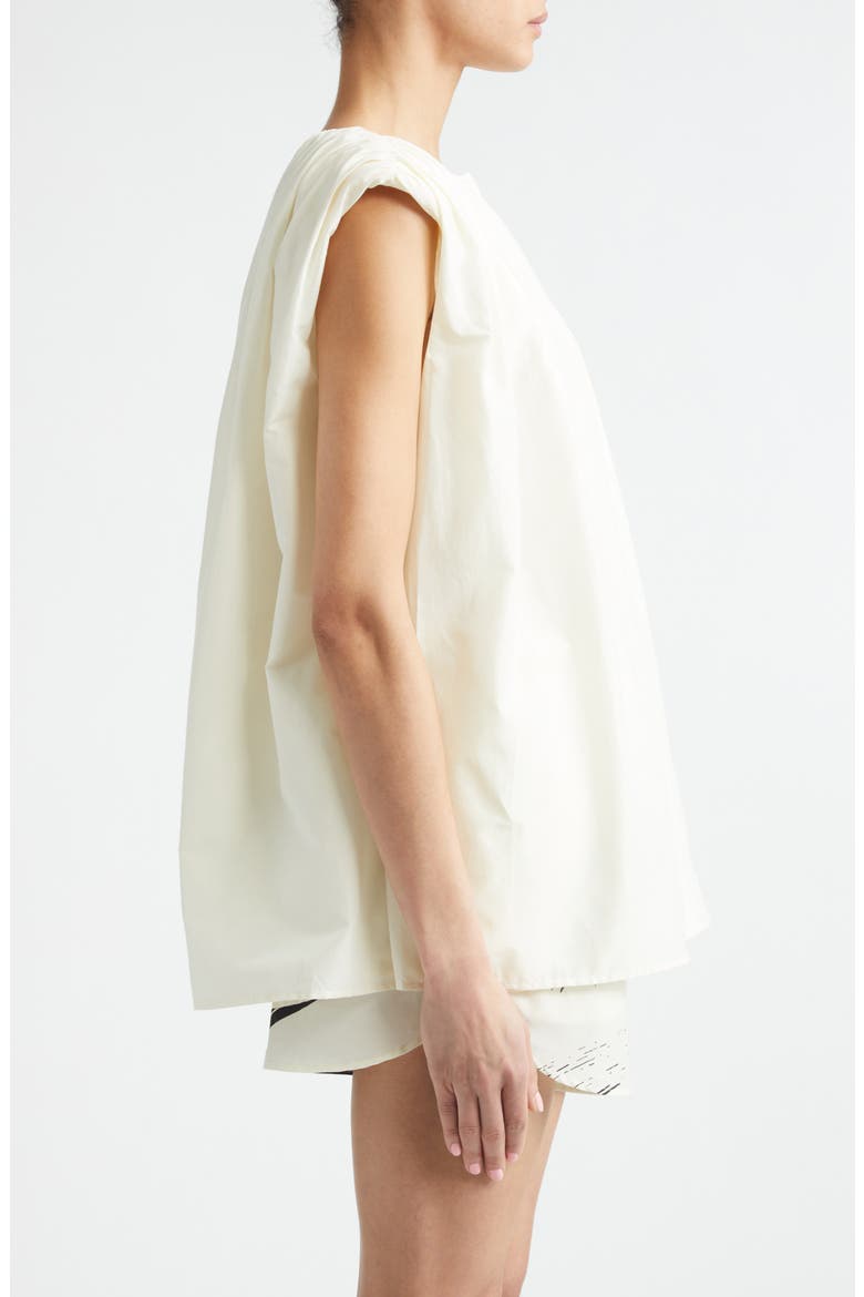 Anca Gathered Sleeveless Cotton & Silk Voile Button-Up Top, Alternate, color, IVORY