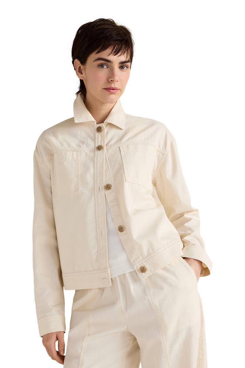 Cotton Ecru Denim Boxy Jacket, Main, color, Ecru