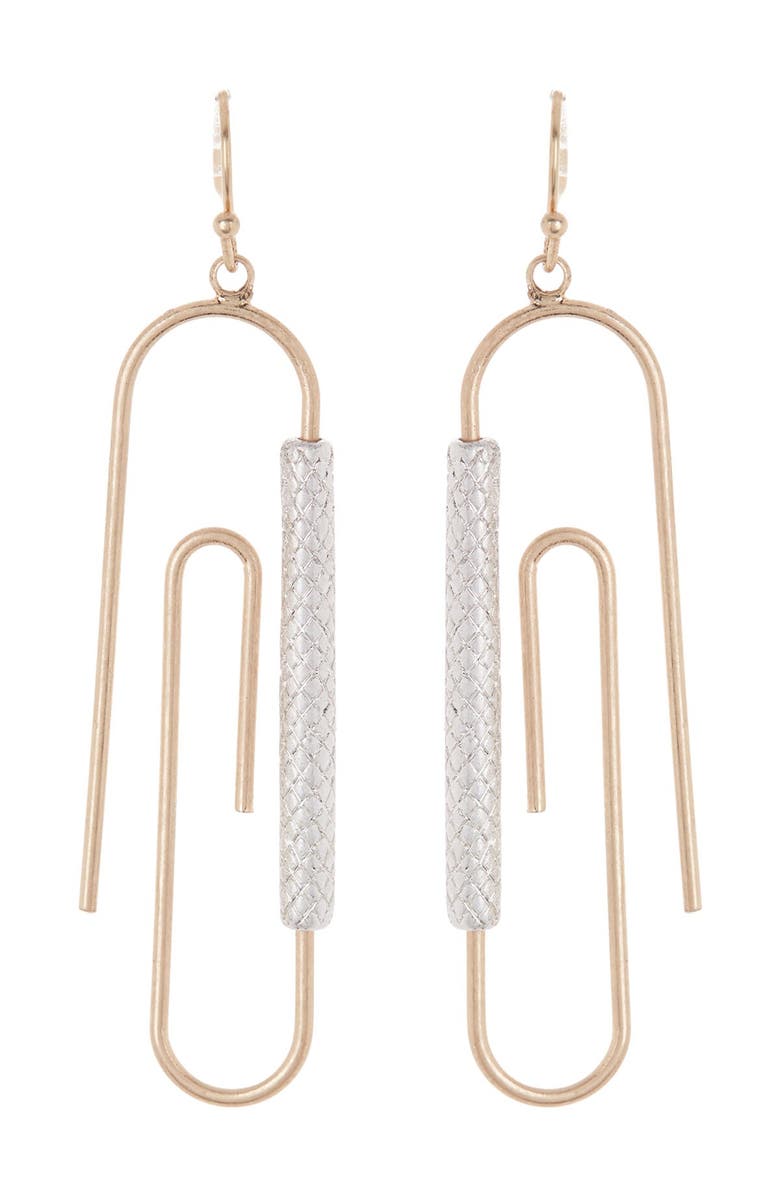 Area Stars Two Tone Paper Clip Earrings, Main, color,