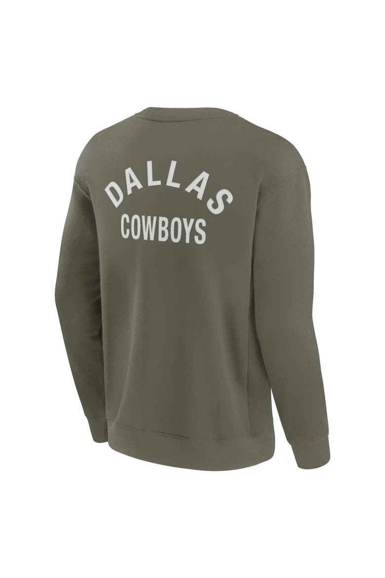 Unisex Fanatics Signature Olive Dallas Cowboys Super Soft Pullover Crew Sweatshirt, Alternate, color, Olive