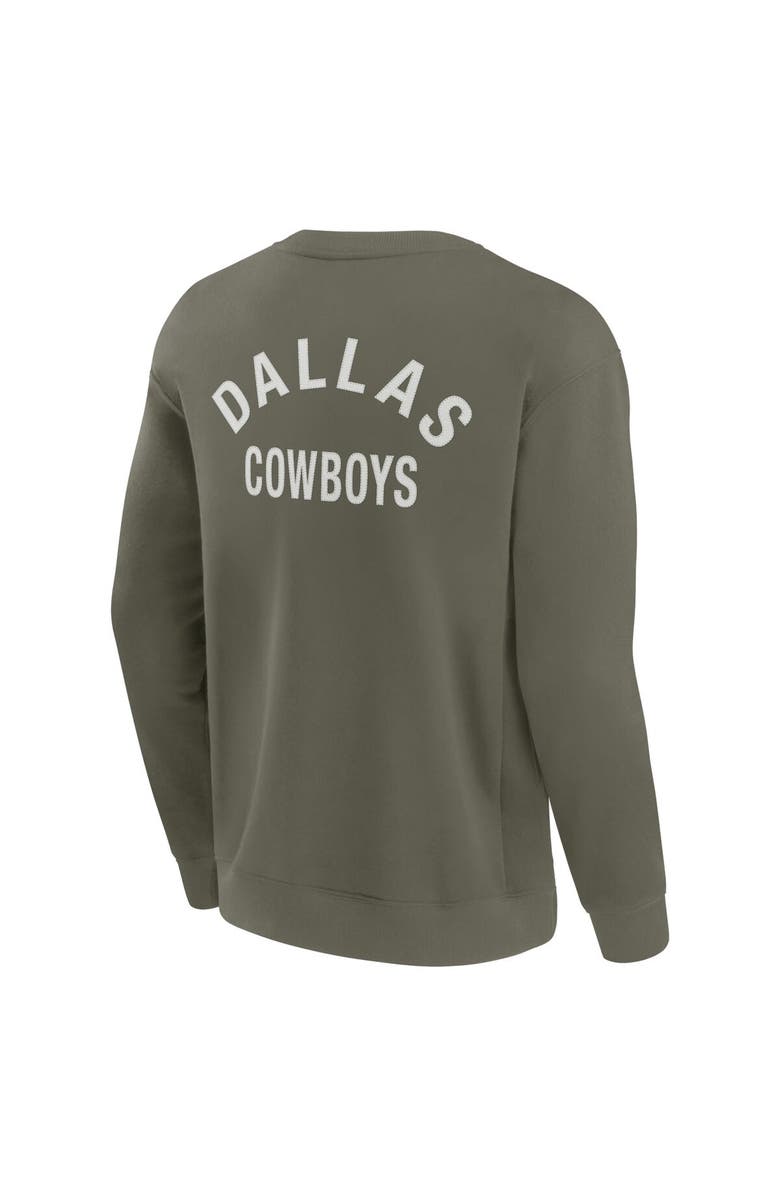 Fanatics Signature Unisex Fanatics Signature Olive Dallas Cowboys Super Soft Pullover Crew Sweatshirt, Alternate, color, Olive