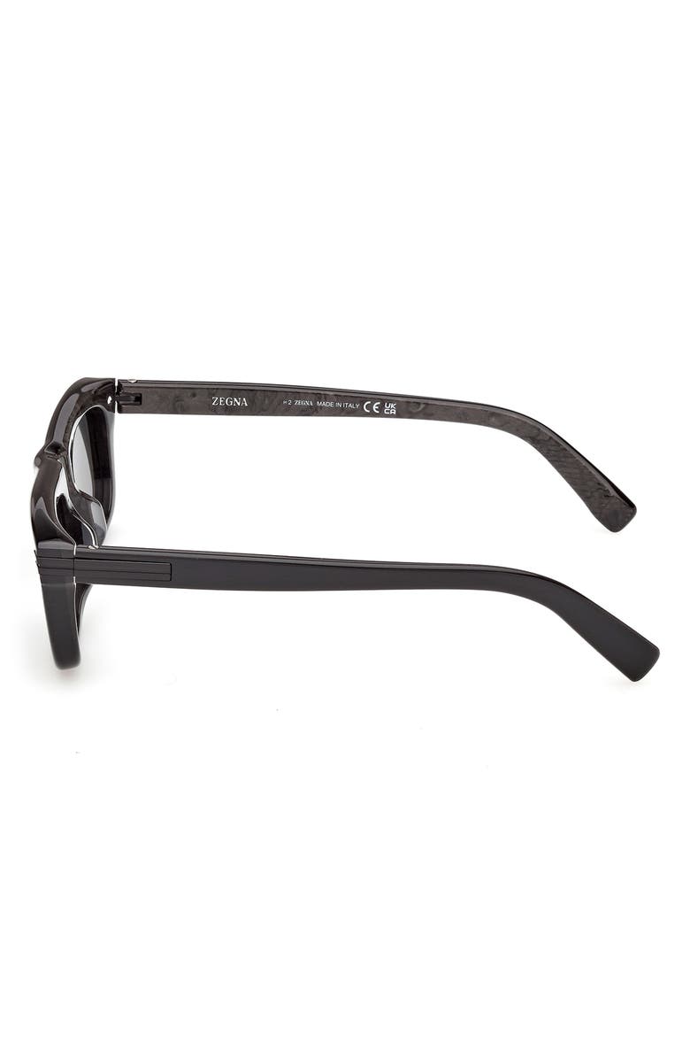 ZEGNA 55mm Round Sunglasses, Alternate, color, Black And Grey Marble / Smoke