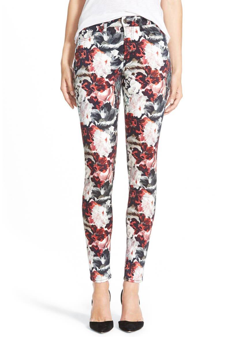 7 For All Mankind® Floral Print Skinny Jeans, Main, color, GALLERY FLORAL