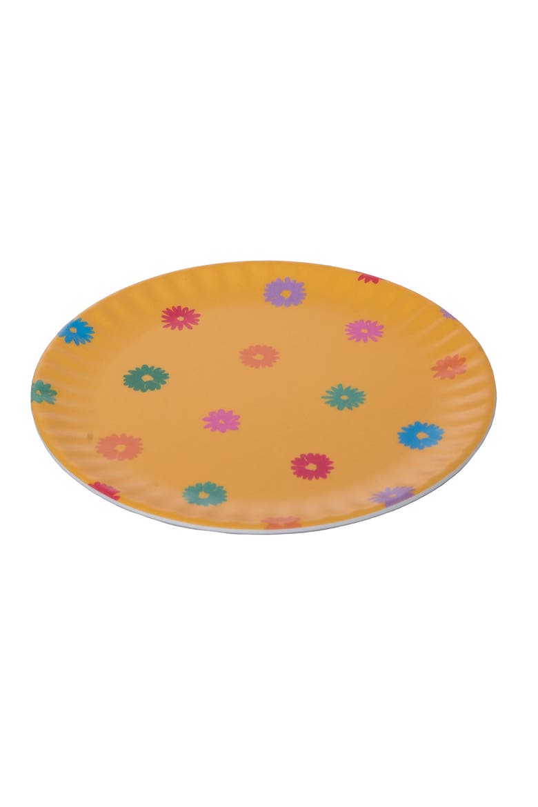 Melamine Ditsy Floral Appetizer Plates Set of 4 Tabletop Plate Multicolored for Spring Serving and Entertaining, Alternate, color, Yellow