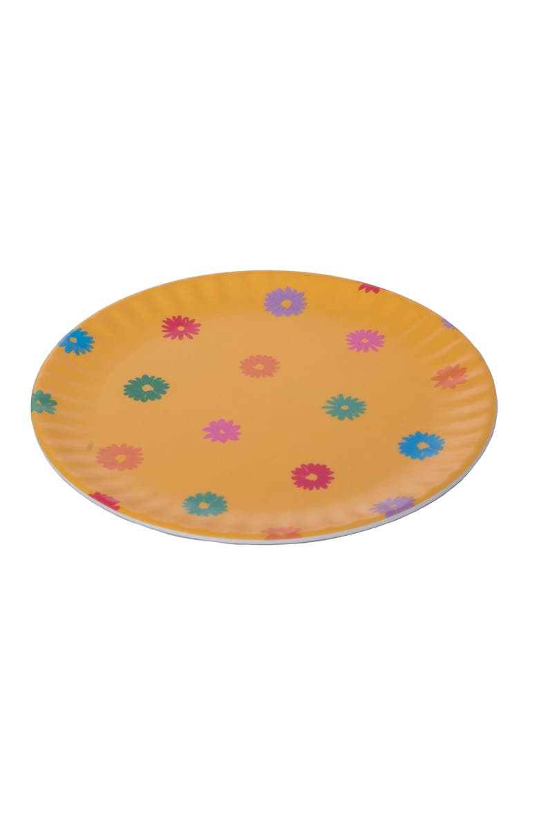 Transpac Melamine Ditsy Floral Appetizer Plates Set of 4 Tabletop Plate Multicolored for Spring Serving and Entertaining, Alternate, color, Yellow