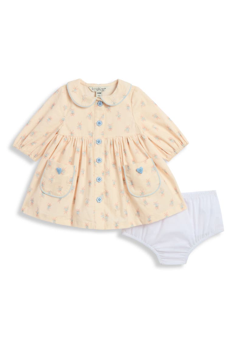 Audrey Floral Corduroy Dress & Bloomers, Main, color, CREAM
