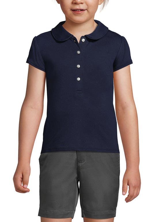 Shop Lands' End Girls Short Sleeve Peter Pan Collar Polo Shirt In Classic Navy