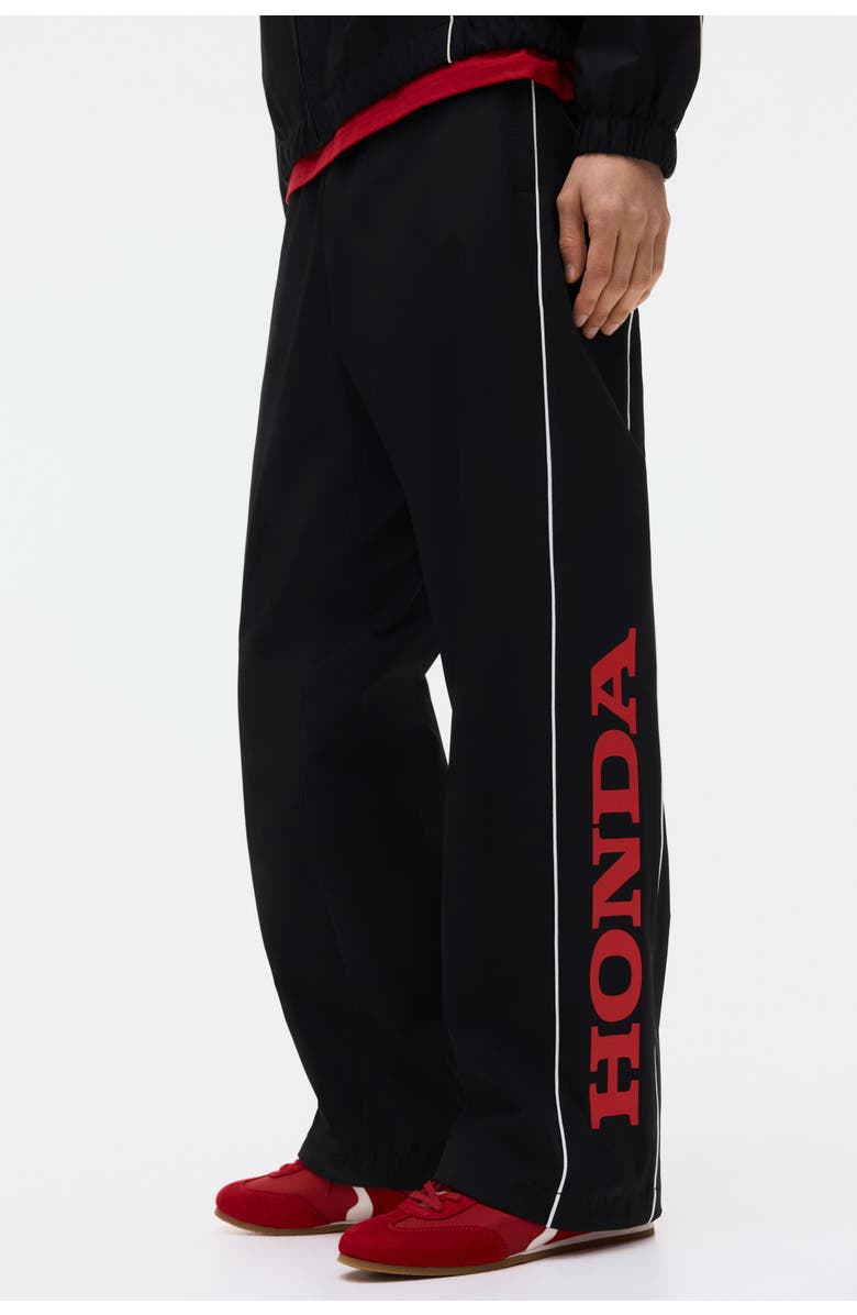 H&M Relaxed Fit Printed Track Pants, Alternate, color, Black/Honda