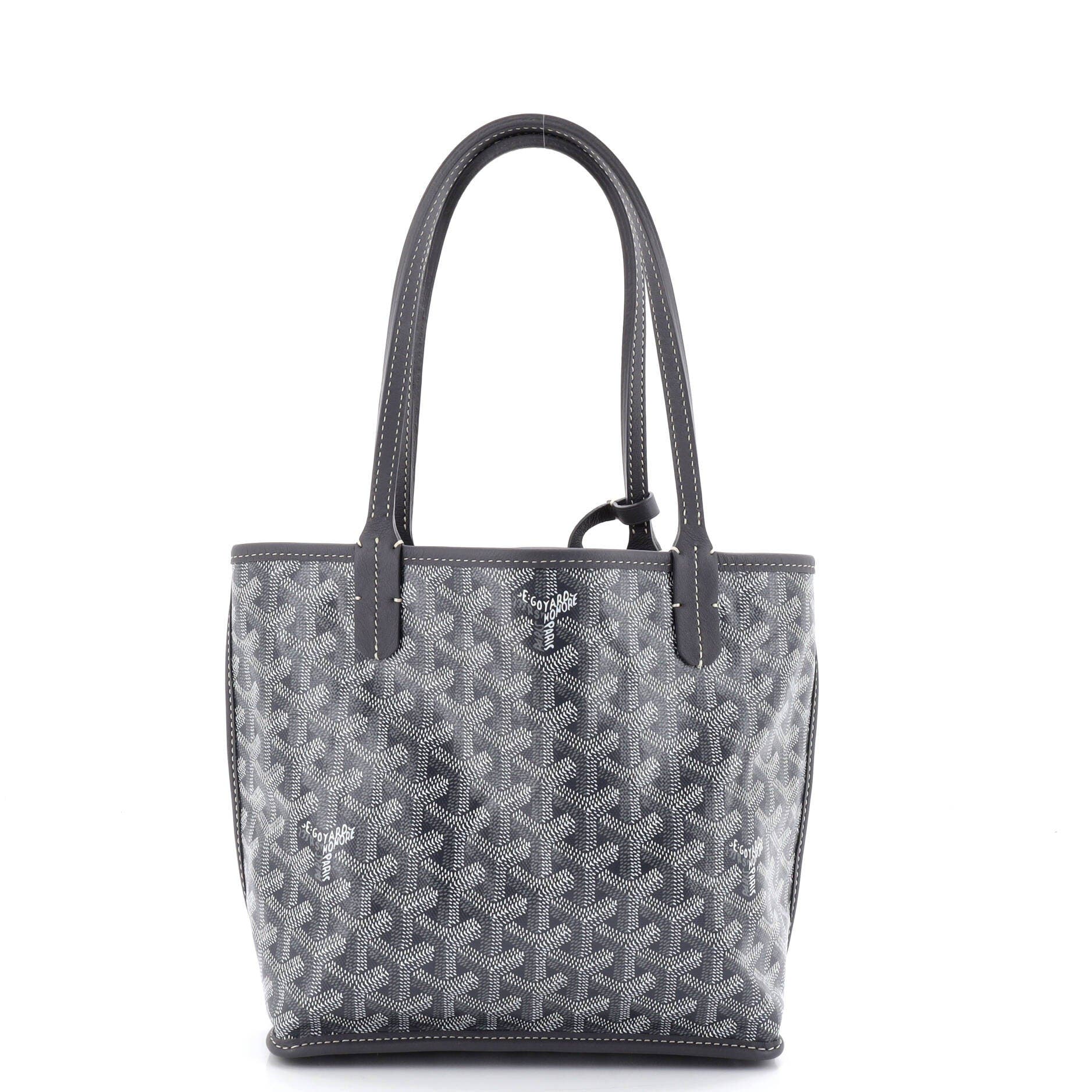 Pre-Owned Goyard Anjou Reversible Tote Coated Canvas Mini, Main, color, Gray