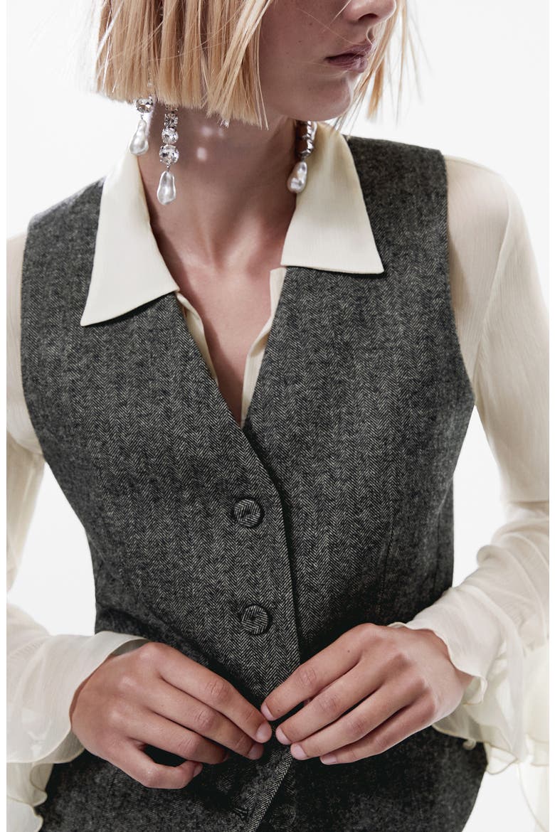 Herringbone Tweed Suit Vest, Alternate, color, GREY
