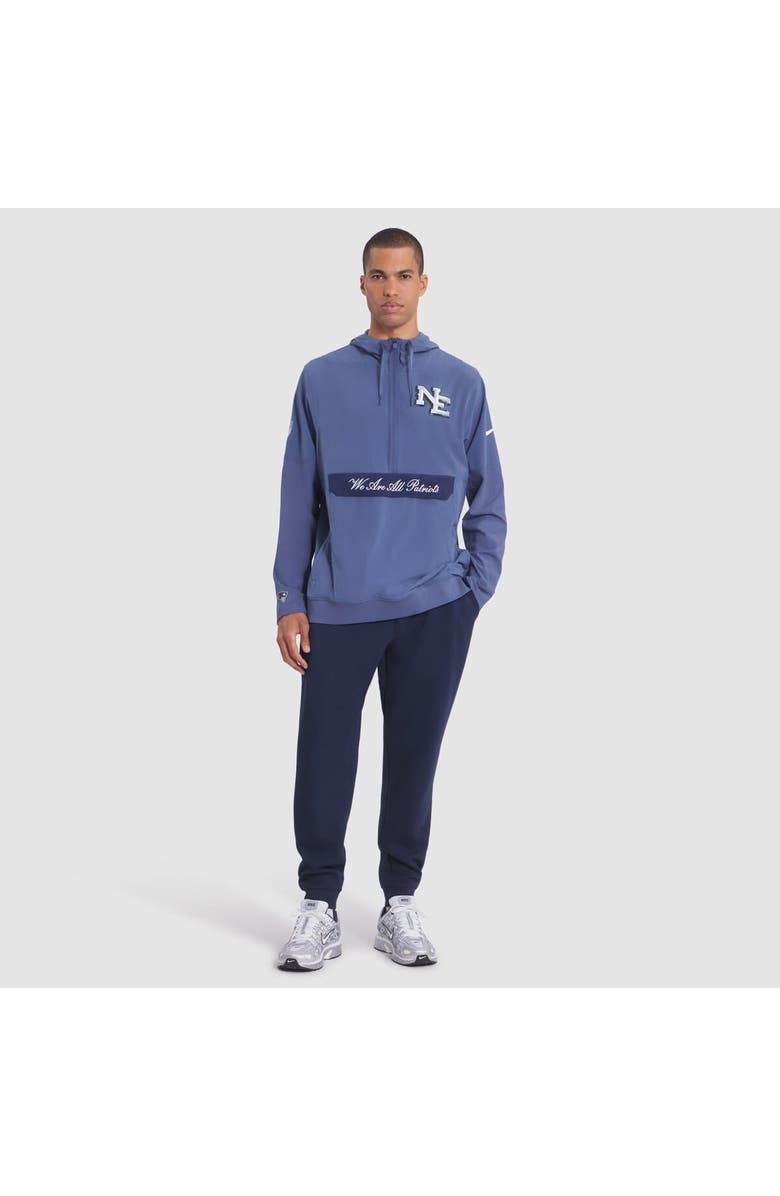 Nike Men's Nike  Storm Blue New England Patriots 2025 Rivalries Collection Sideline Anorak Half-Zip Hoodie Jacket, Alternate, color, 