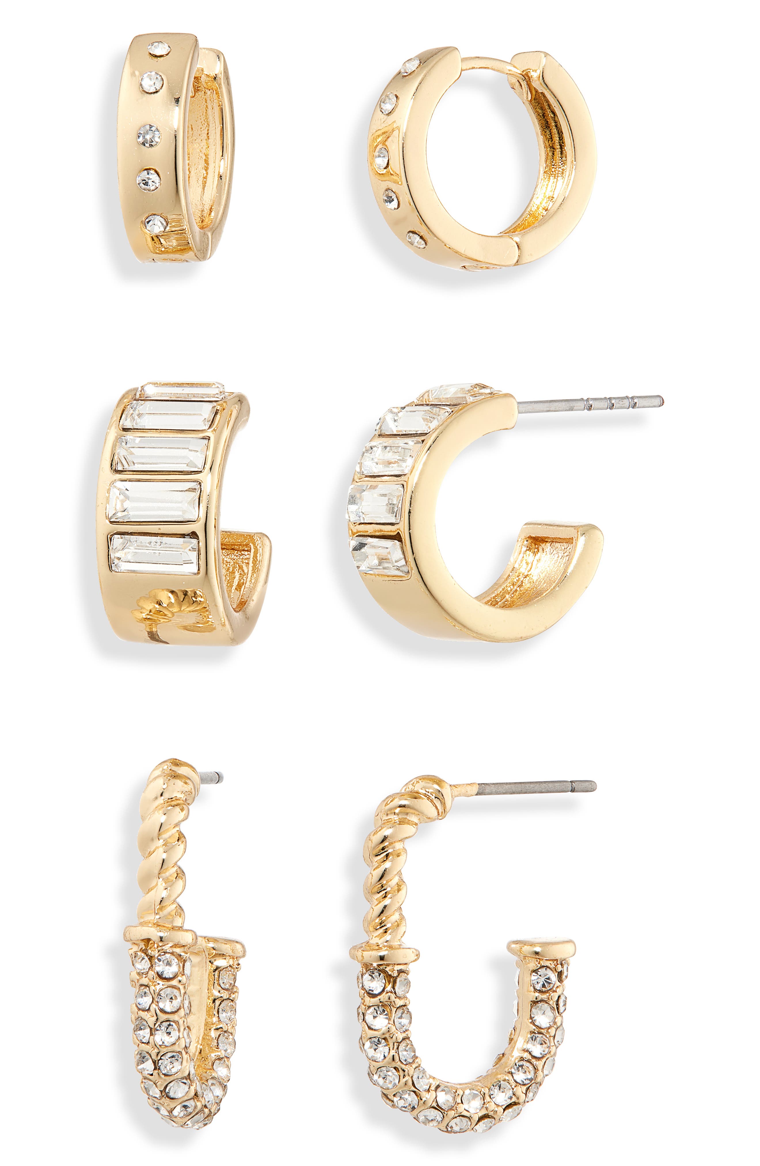NORDSTROM RACK 3-Pack Assorted Huggie Hoop Earrings
