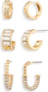 NORDSTROM RACK 3-Pack Assorted Huggie Hoop Earrings