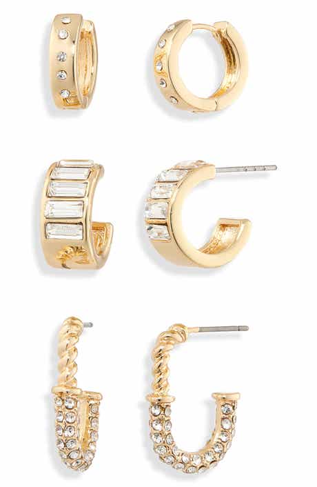 NORDSTROM RACK 3-Pack Assorted Huggie Hoop Earrings